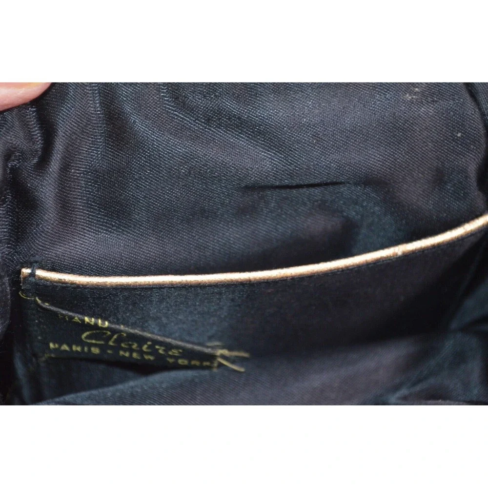 Vtg Claire Black Velvet Evening Bag Beggars Purse Kiss Lock Goldtone Hardware‎
